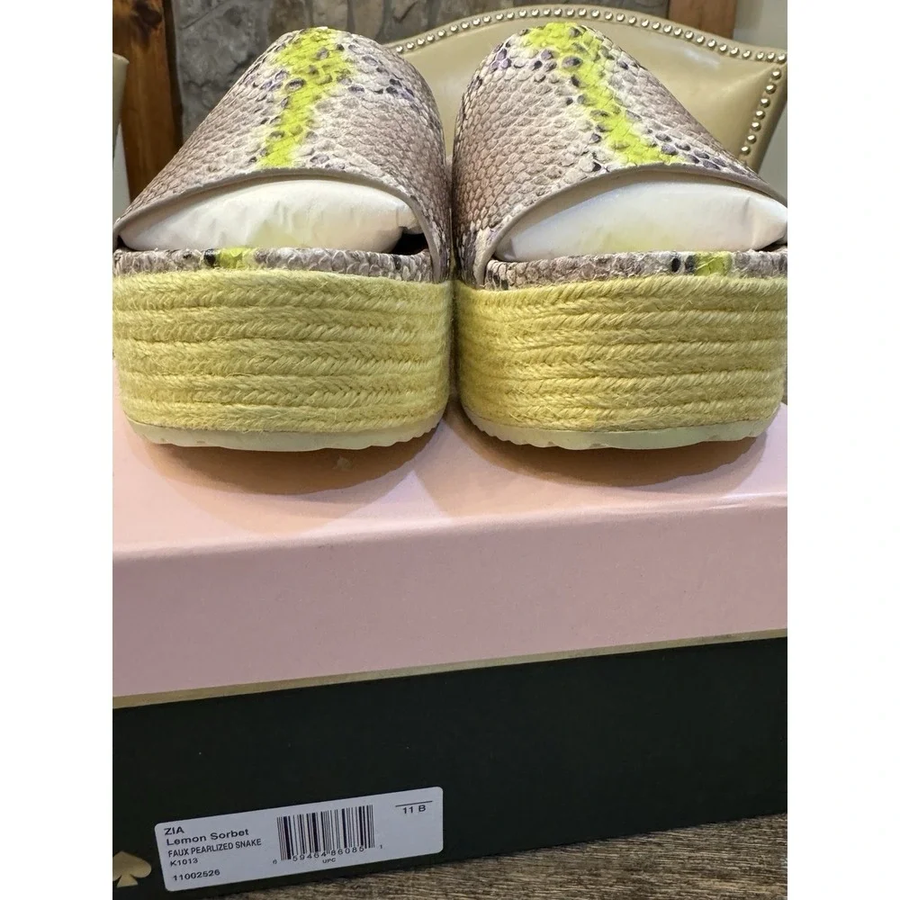 kate spade Zia Espadrille Platform‎ Sandal Snake Print Leather Slide Size 11